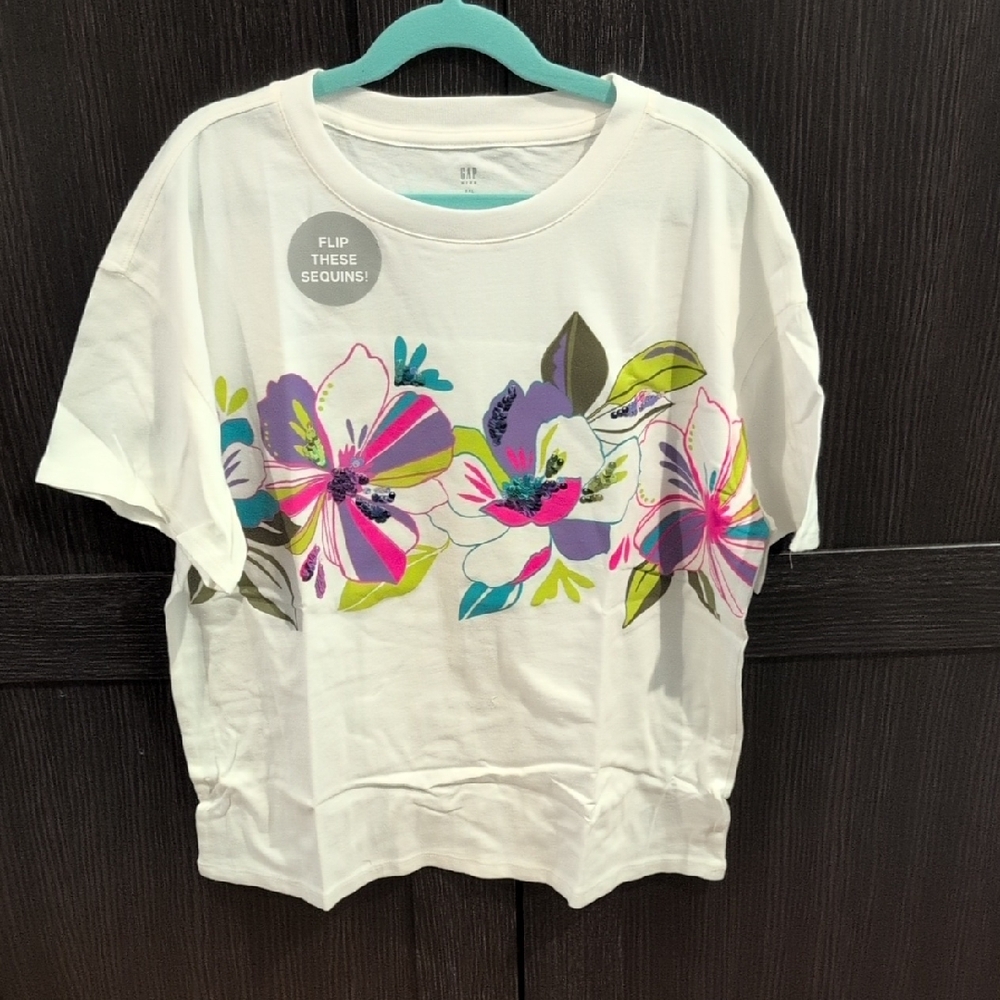 Floral Kids Shirt with Flip Sequins & Matching Shorts